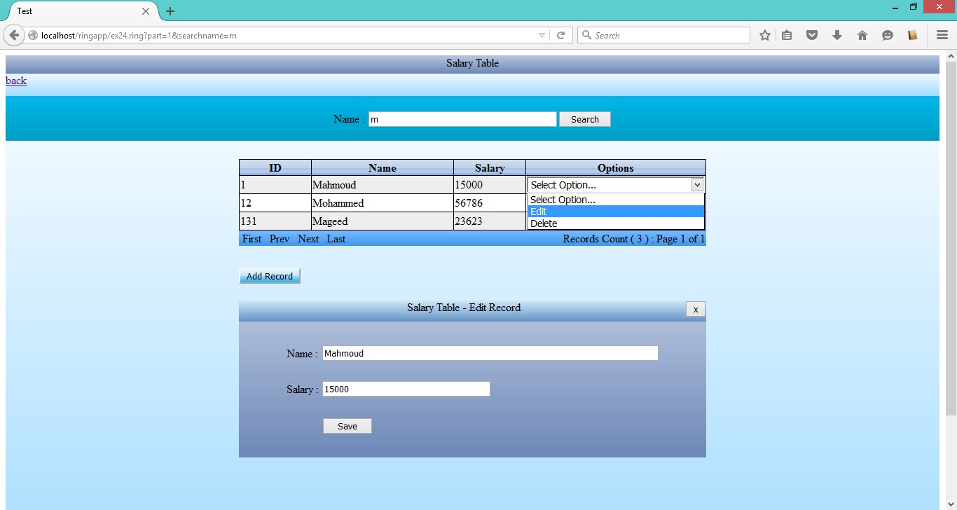 Salary Table - Search