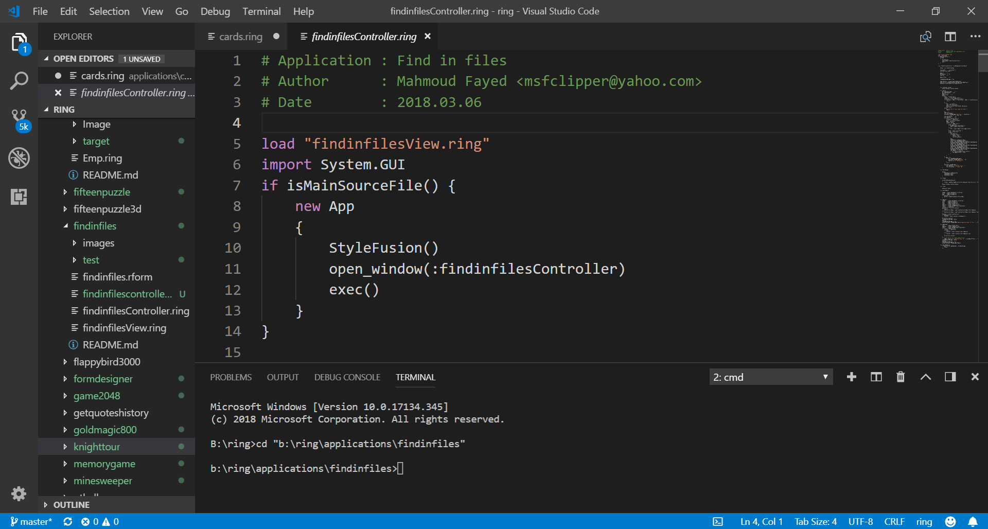 Ring in Visual Studio Code