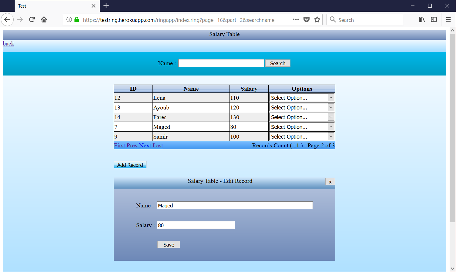 Ring Web Application in the Cloud