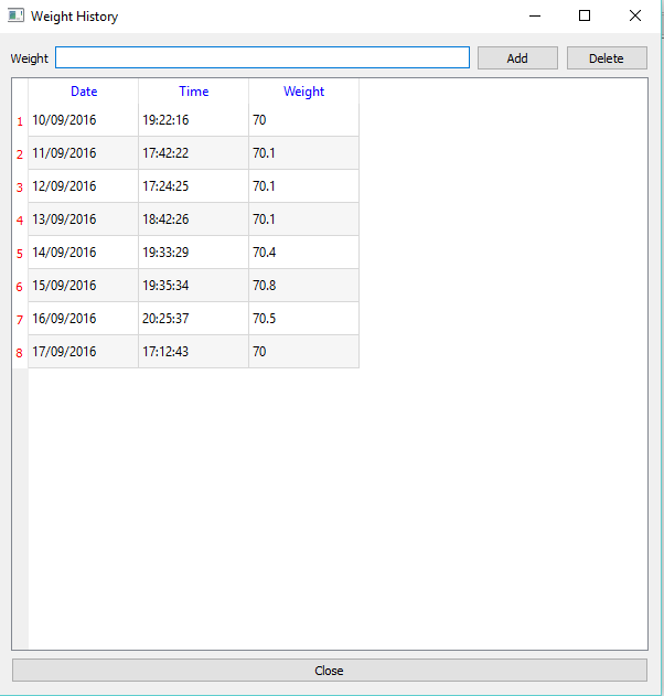 Weight History Application