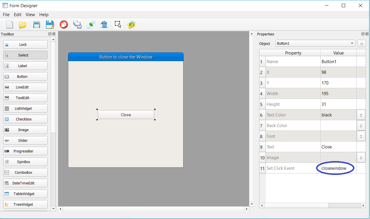 Form Designer - Event Method