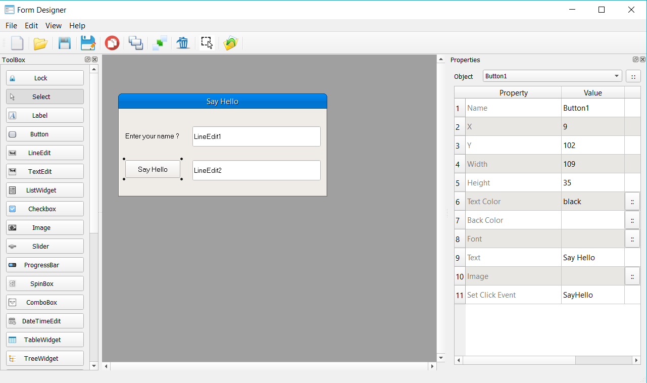 Form Designer - Say Hello