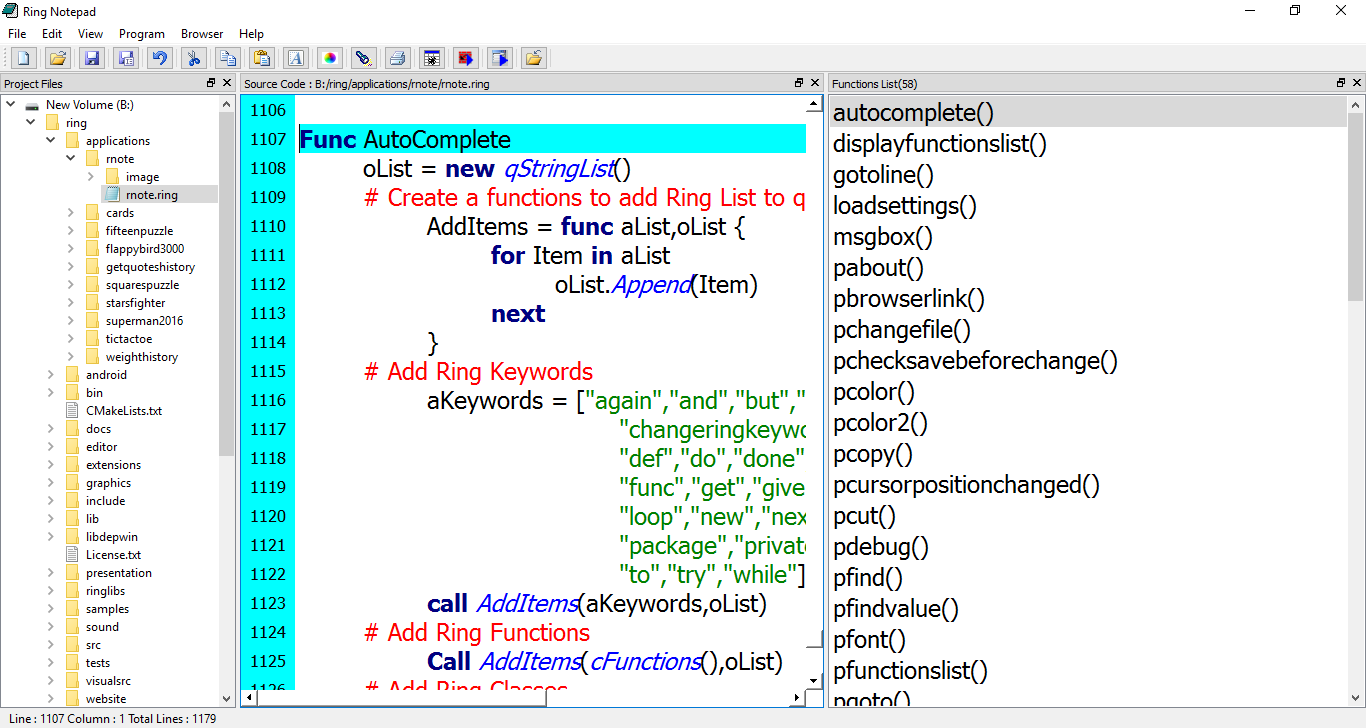 Ring Notepad - Functions List