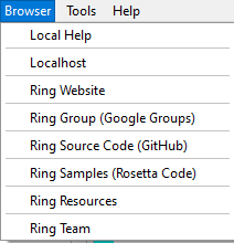 Ring Notepad - Browser Menu