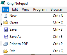 Ring Notepad - File Menu